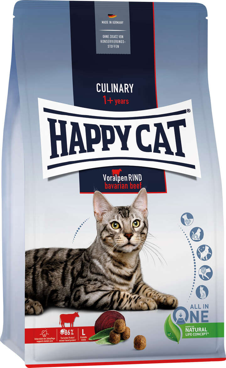 HAPPY CAT Katzen-Trockenfutter Culinary Adult Voralpen Rind 300 g